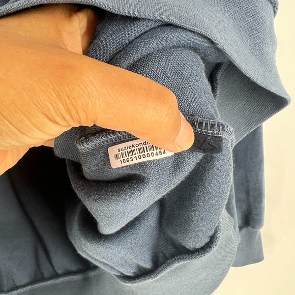 Suzie Kondi Terry Sweatshirt Womens XS Blue Raglan Sleeves Round Neck Ribbed Hem - Picture 5 of 9